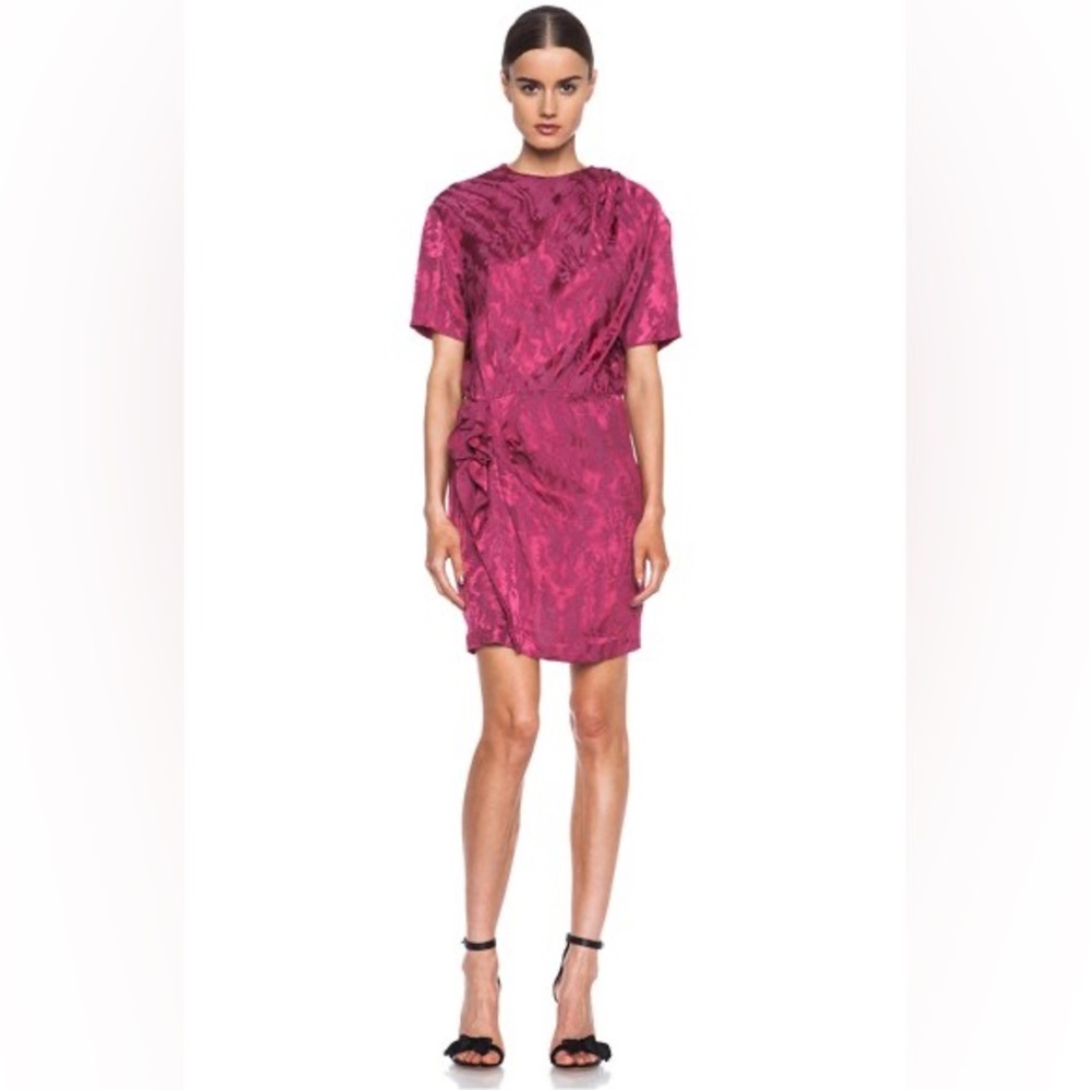 Isabel Marant Pink Ruched Asymmetrical Sheath Dress